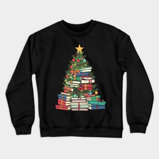 Bookworm Christmas Tree books Crewneck Sweatshirt